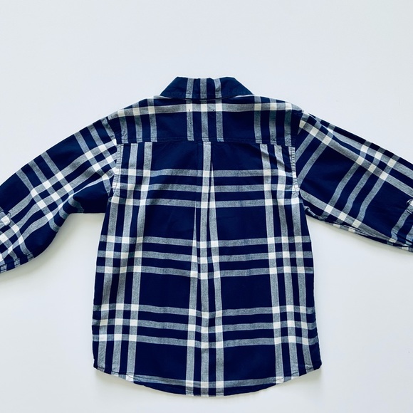 TCP Boys Blue Plaid Long Sleeve collar button down shirt XS 4 - Picture 2 of 5